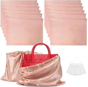 12 Pack Dust Bags for Handbags Travel Storage Pouch Silk Cloth Bag With Drawstring Large Storage Pouch for Handbag Purse Shoes Boots