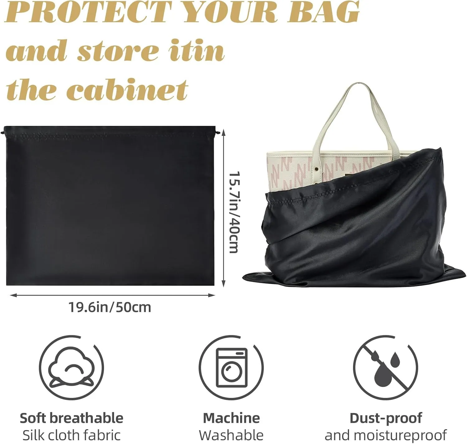 12 Pack Dust Bags for Handbags Travel Storage Pouch Silk Cloth Bag With Drawstring Large Storage Pouch for Handbag Purse Shoes Boots