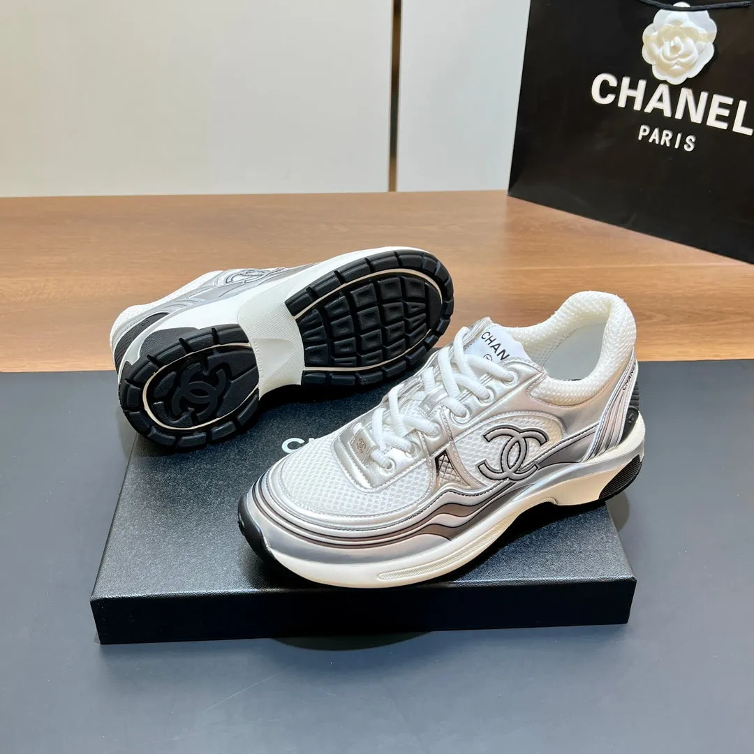 149838 Last-minute opportunity Logo White In Service-focused CHANEL Mesh Fabric Sneaker Print