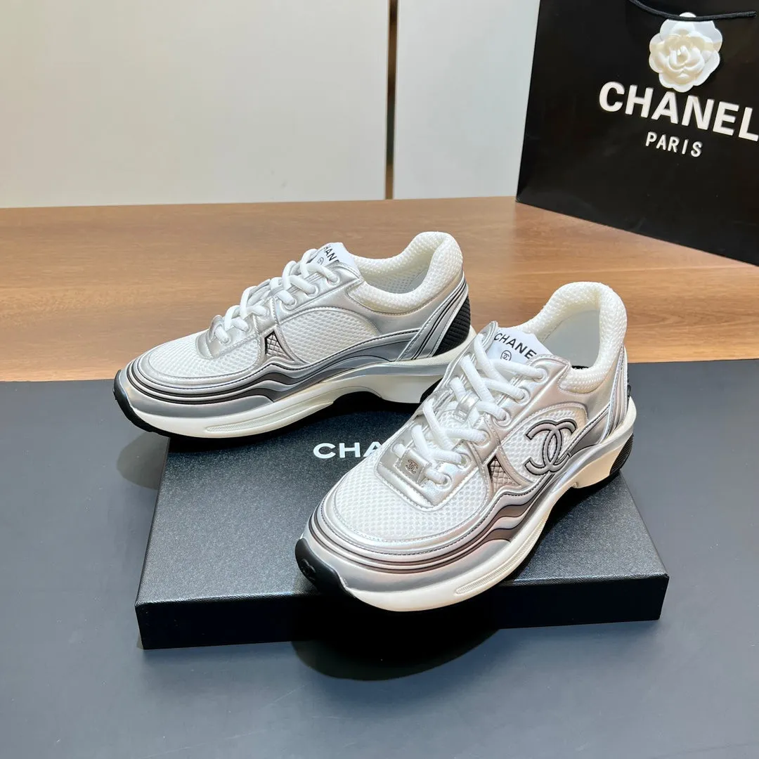 149838 Last-minute opportunity Logo White In Service-focused CHANEL Mesh Fabric Sneaker Print