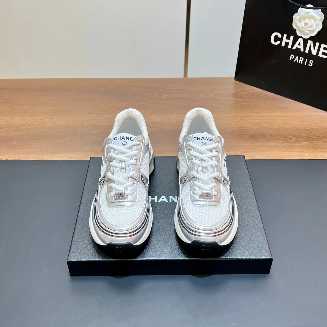 149838 Last-minute opportunity Logo White In Service-focused CHANEL Mesh Fabric Sneaker Print