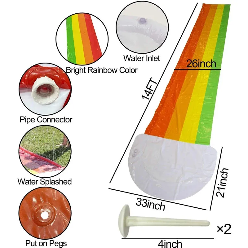 16ft Rainbow Inflatable Water Slide with Sprinkler