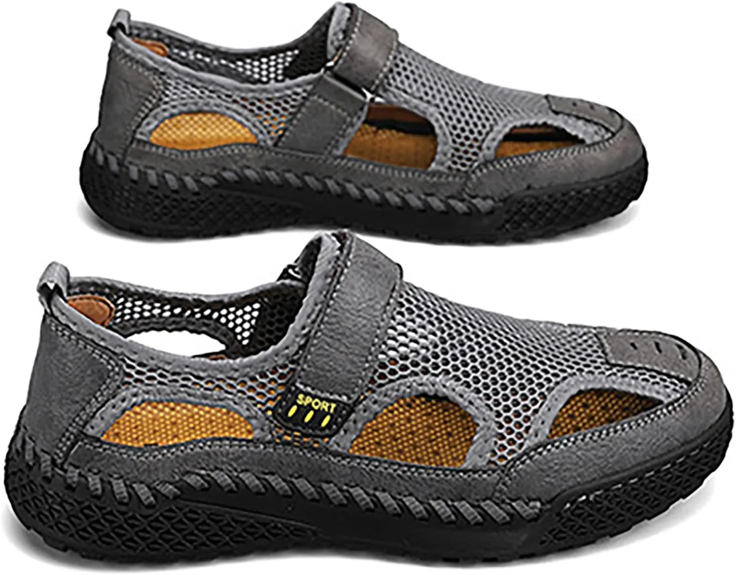 2023 Men's New Summer Breathable Versatile Trend Outdoor Handmade Large Beach Shoes Hollow Mesh Mens Slide Sandal Men's Fashi