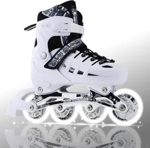 4 Types Size Adjustable Inline Skates Kids Adults for Outdoor Flash Men and Women Roller Skates Beginners Featuring All Illuminating Wheels Roller Shoes Pu High Elastic Wear Wheel