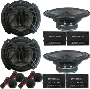 4 x Soundstream AC.6 Arachnid Series 6.5 inch 2-way Car Audio Component Speaker System 6-1/2" 300W