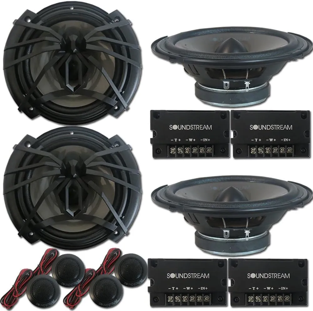4 x Soundstream AC.6 Arachnid Series 6.5 inch 2-way Car Audio Component Speaker System 6-1/2" 300W