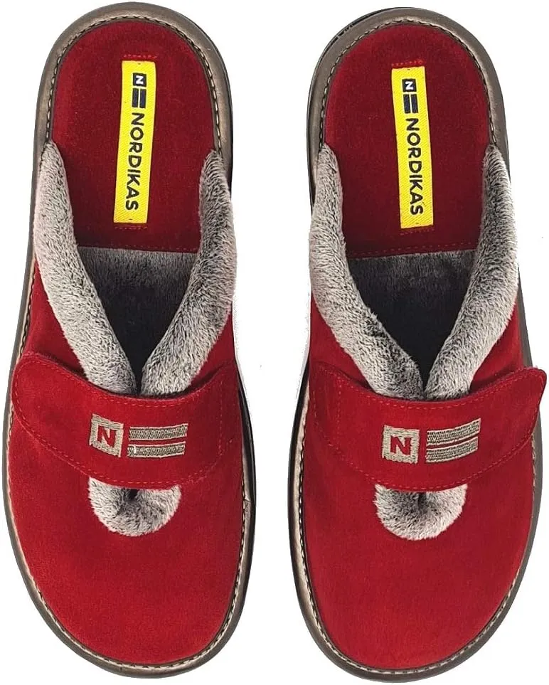 6347 Women's Comfy Slip-On Slide Slippers, Genuine Suede Fuzzy Wool-Like Plush Fleece Lined Clog, Relaxed Fit House Shoes, Indoor/Outdoor, Made in Spain