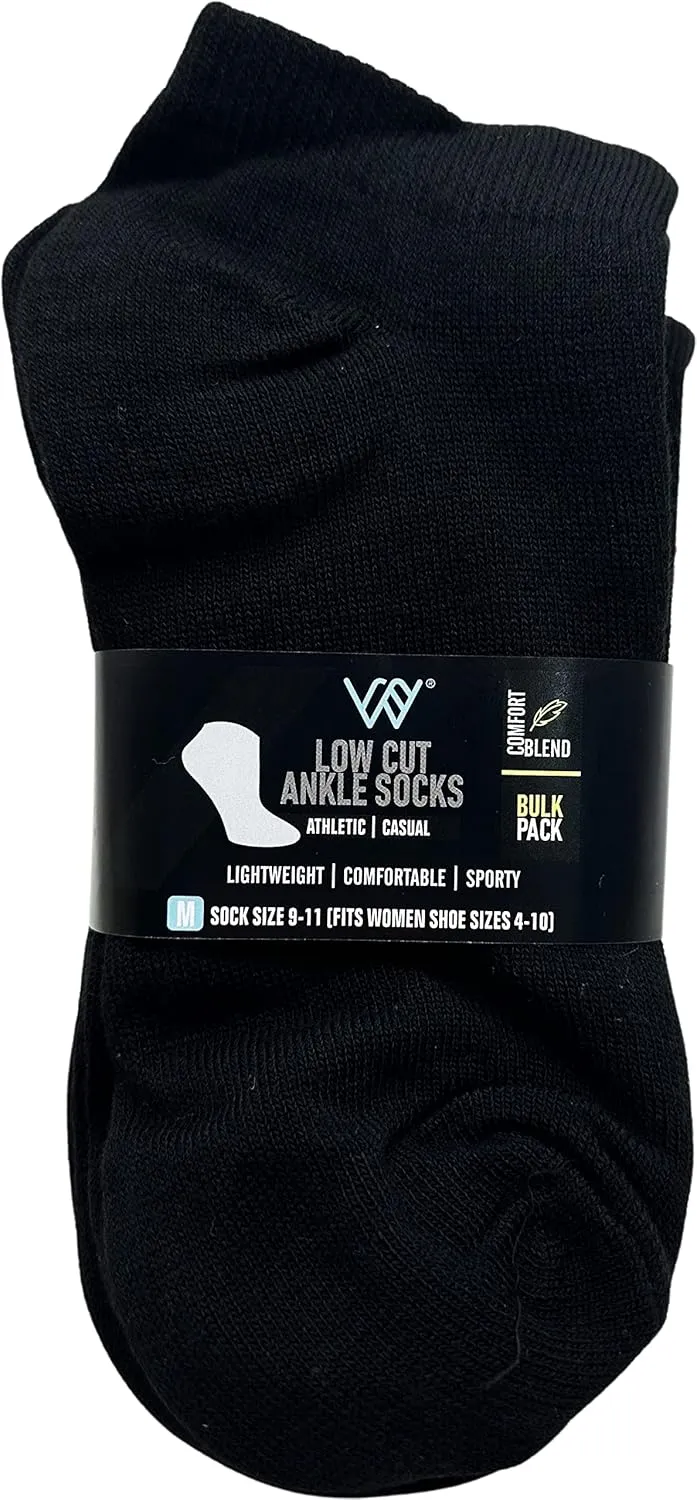 96 Pairs Bulk Ankle Socks for Men & Women, Thin Low-Cut Comfortable Lightweight Polyester Wholesale Pack