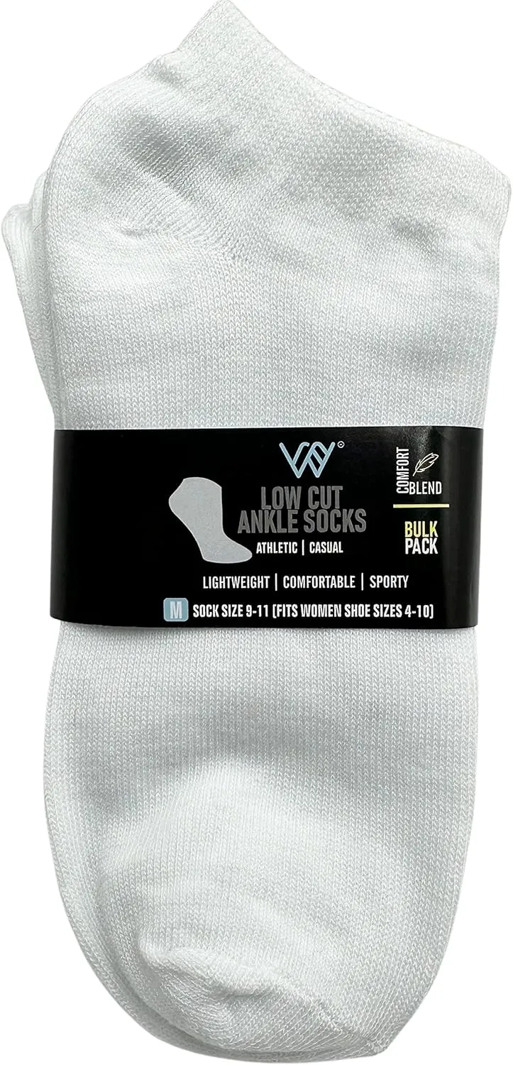 96 Pairs Bulk Ankle Socks for Men & Women, Thin Low-Cut Comfortable Lightweight Polyester Wholesale Pack
