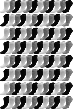 96 Pairs Bulk Ankle Socks for Men & Women, Thin Low-Cut Comfortable Lightweight Polyester Wholesale Pack