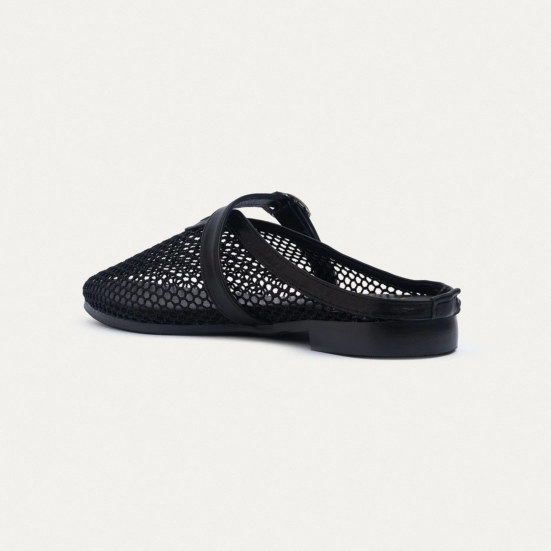 Achilles | Milan Mesh Mary Jane Mules - Black