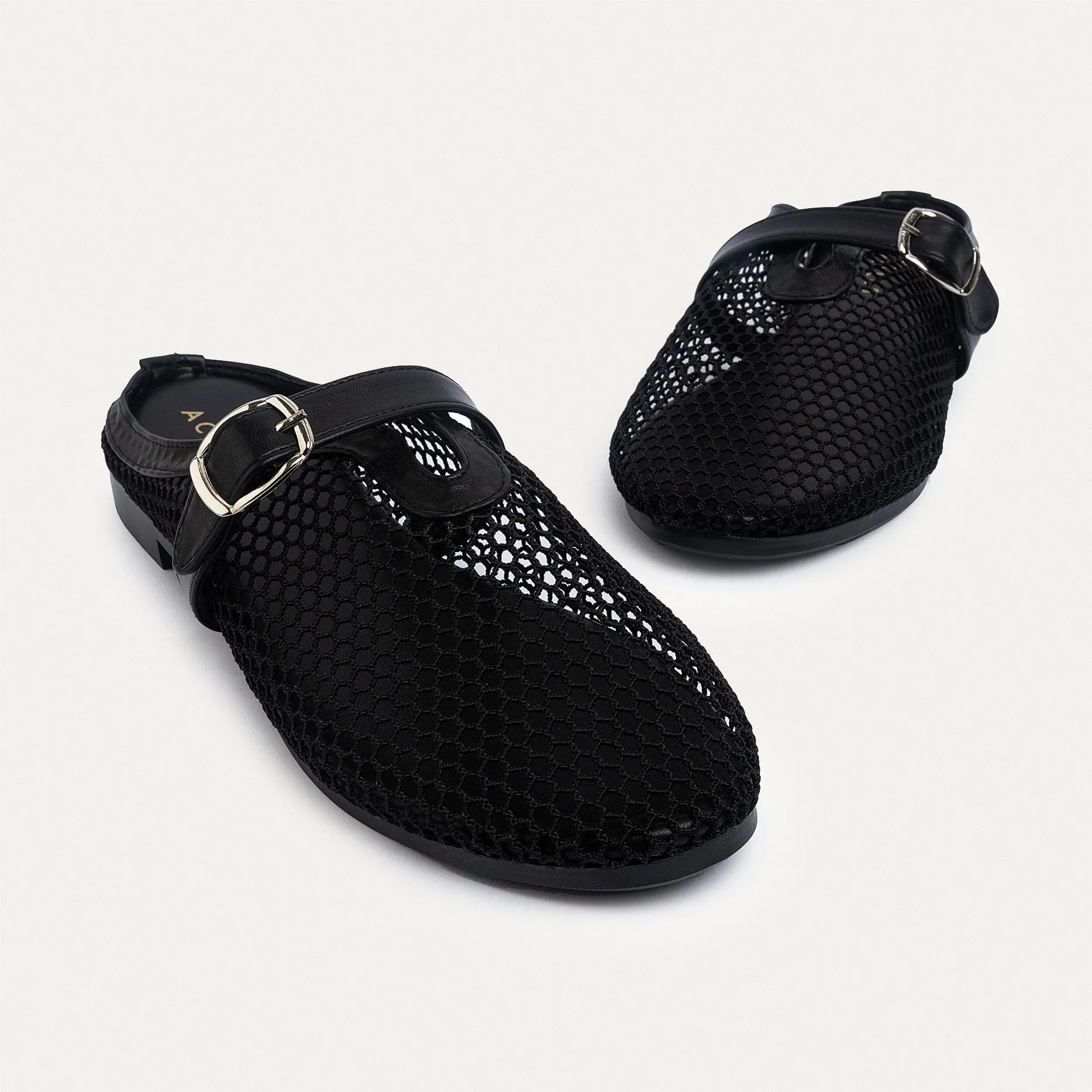 Achilles | Milan Mesh Mary Jane Mules - Black