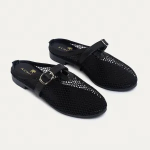 Achilles | Milan Mesh Mary Jane Mules - Black