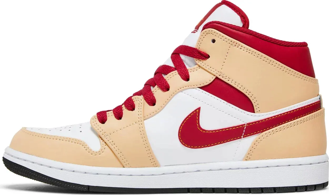 Air Jordan 1 Mid "Light Curry Cardinal Red"