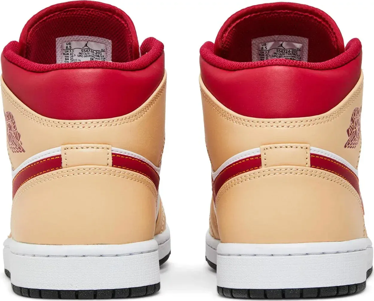 Air Jordan 1 Mid "Light Curry Cardinal Red"