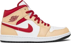 Air Jordan 1 Mid "Light Curry Cardinal Red"