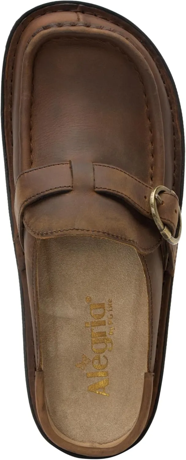Alegria Women's Brigid Leather Moc Toe Open Back Clog with Heel Cup