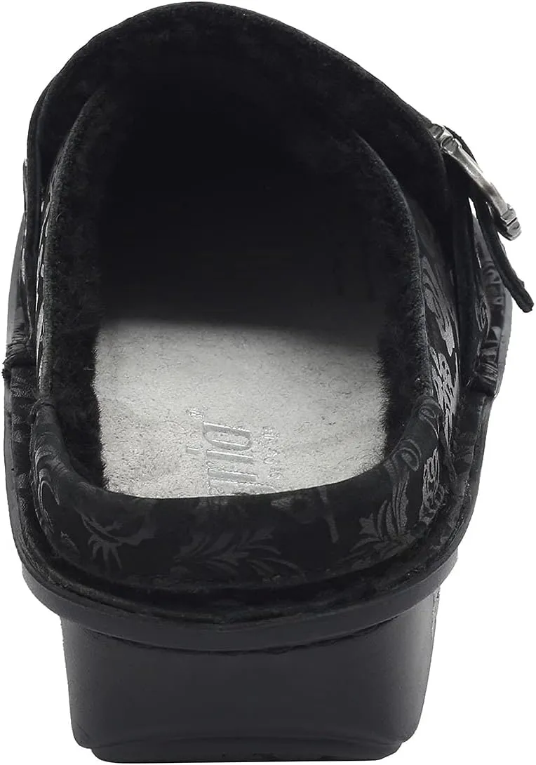 Alegria Women's Brigid Leather Moc Toe Open Back Clog with Heel Cup