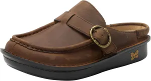 Alegria Women's Brigid Leather Moc Toe Open Back Clog with Heel Cup