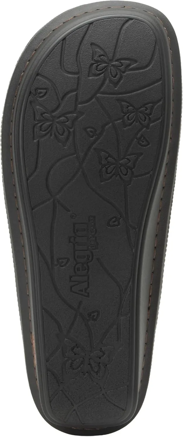 Alegria Women's Bryn Open Back Leather Slide with Ankle Strap