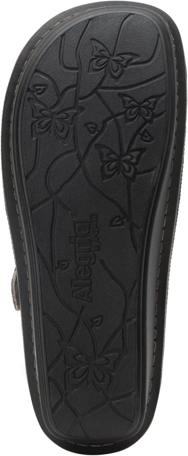 Alegria Women's Bryn Open Back Leather Slide with Ankle Strap
