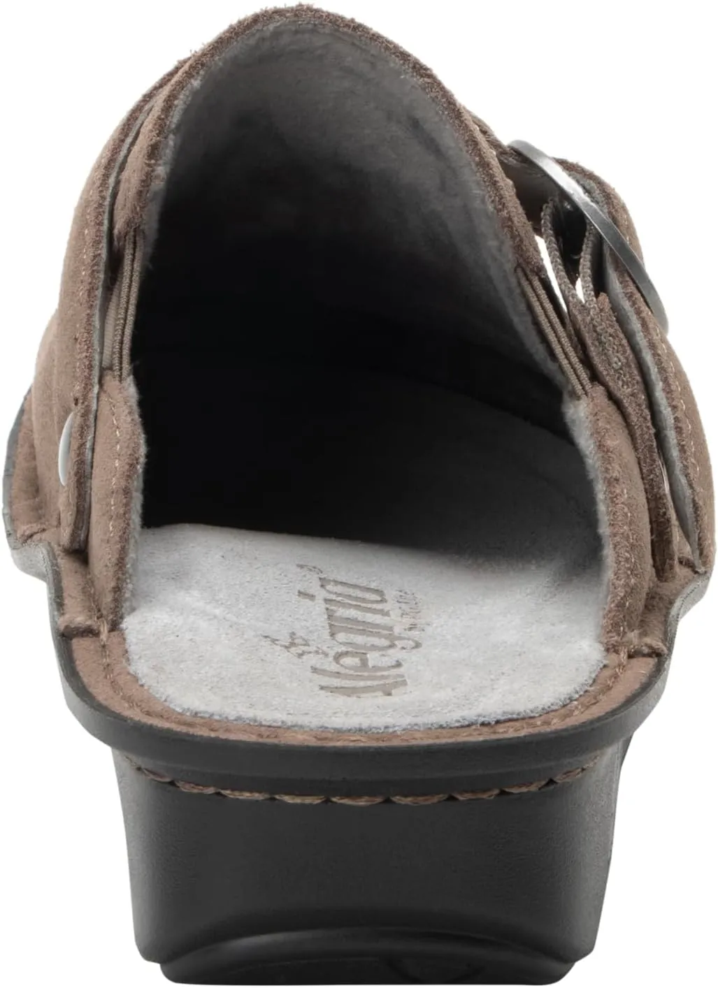 Alegria Women's Bryn Open Back Leather Slide with Ankle Strap