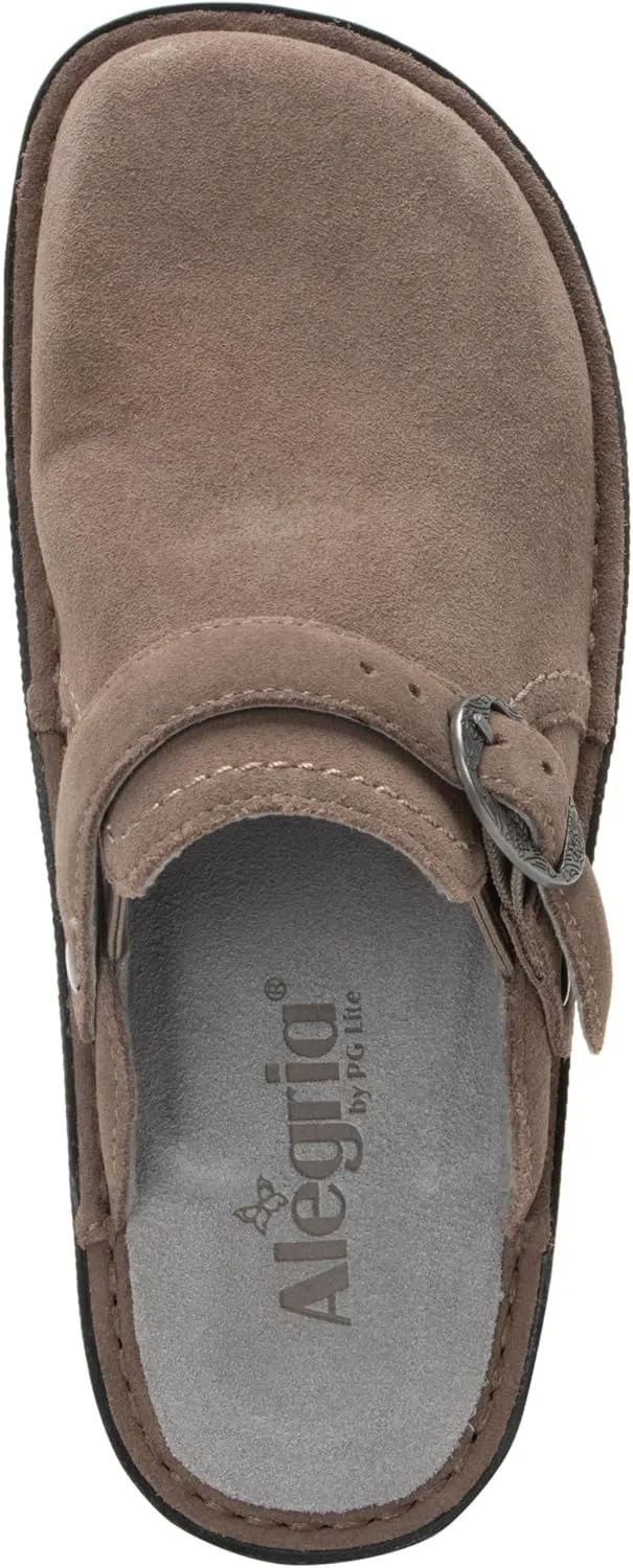 Alegria Women's Bryn Open Back Leather Slide with Ankle Strap