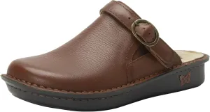 Alegria Women's Bryn Open Back Leather Slide with Ankle Strap