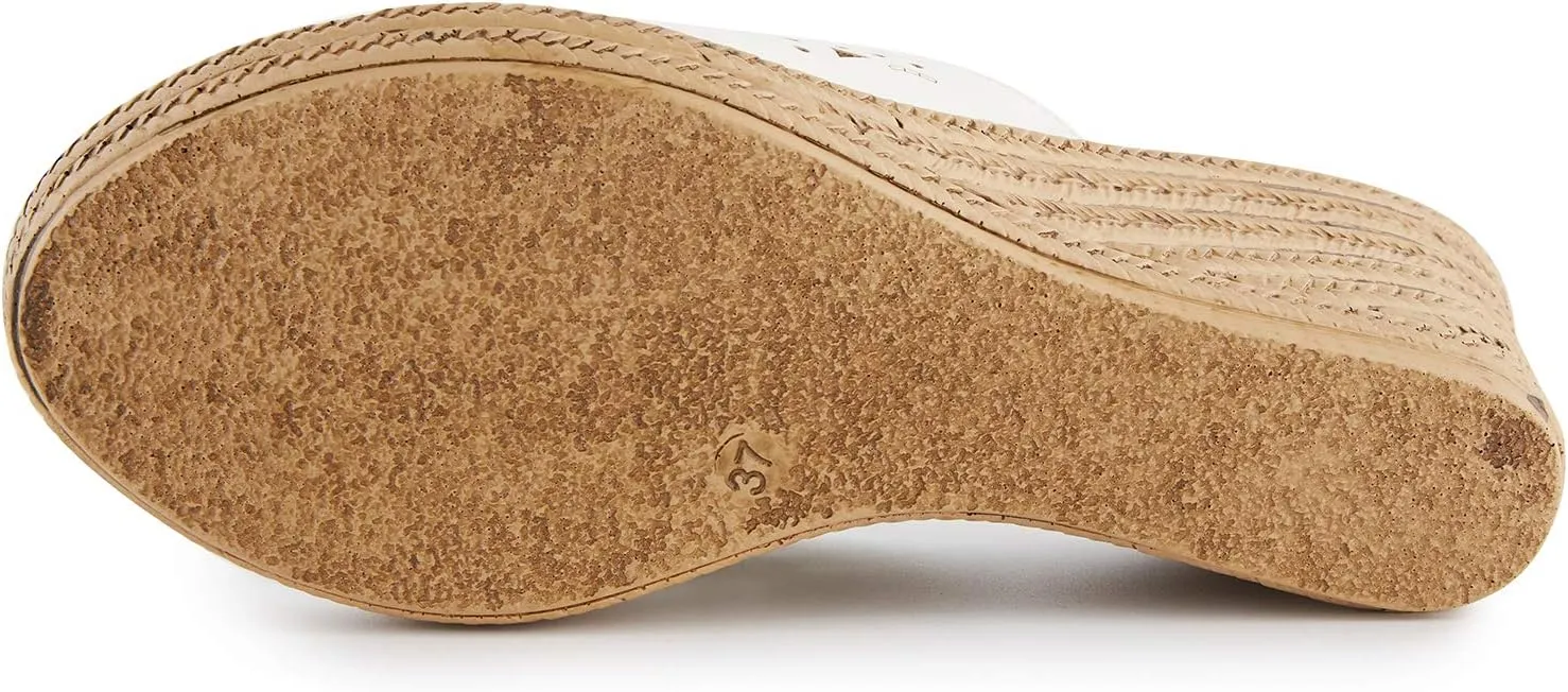 Alexis Leroy Women's Comfort Cut-Out Vamp Open Toe Wedge Slide Sandals