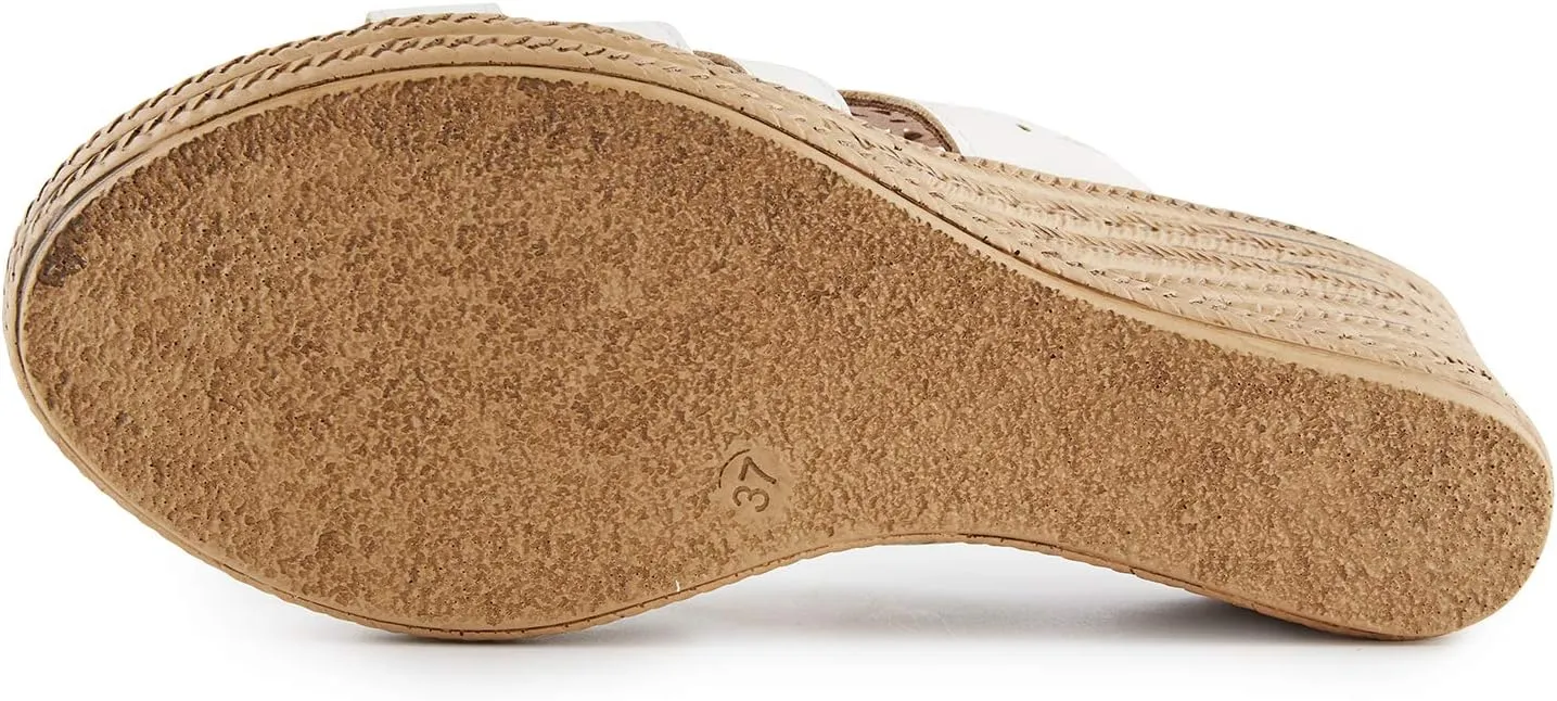 Alexis Leroy Women's Open Toe Comfort Strappy Wedge Slide Sandals