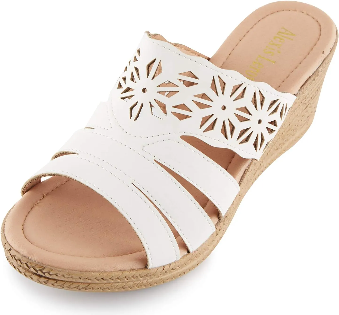 Alexis Leroy Women's Open Toe Comfort Strappy Wedge Slide Sandals