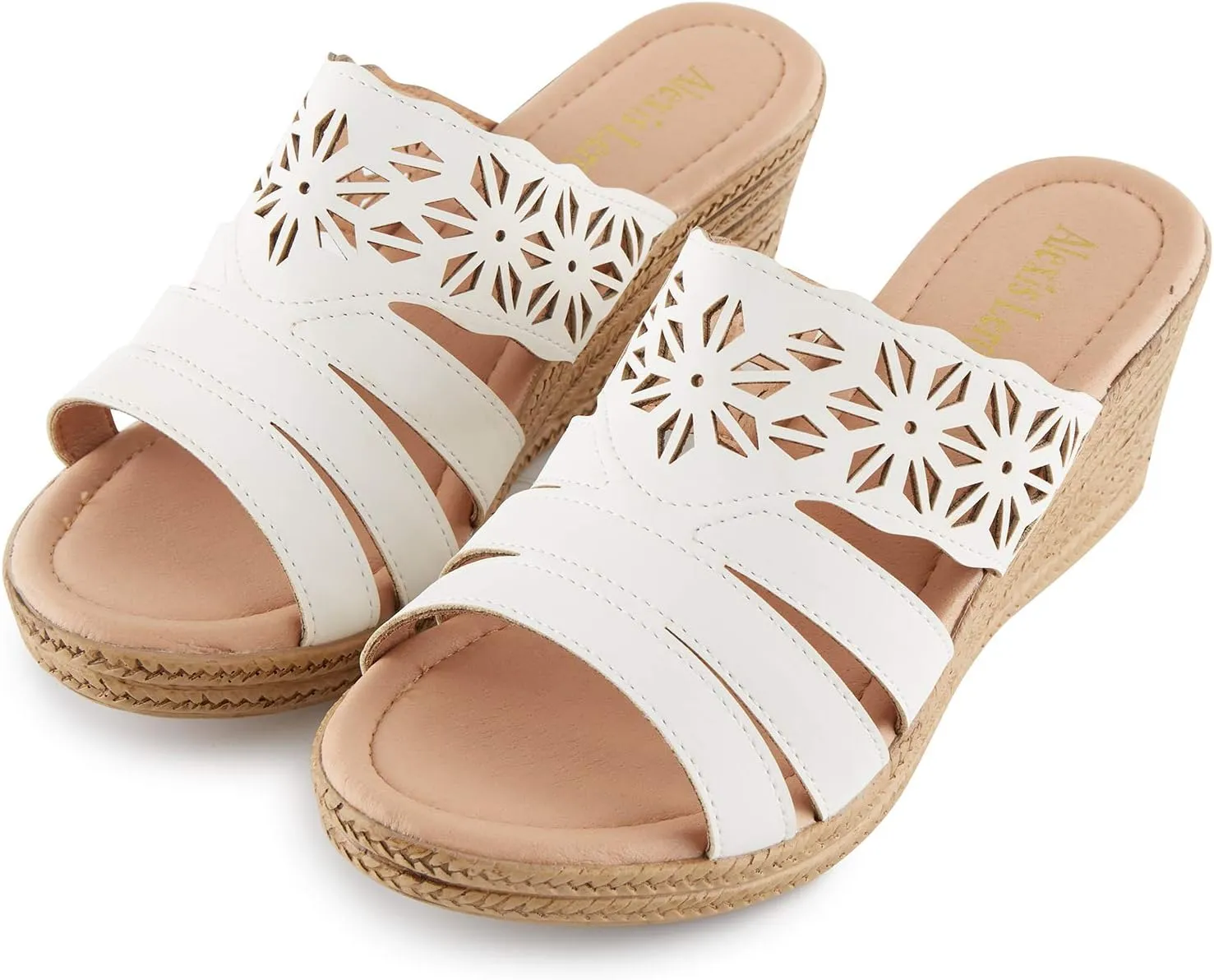 Alexis Leroy Women's Open Toe Comfort Strappy Wedge Slide Sandals