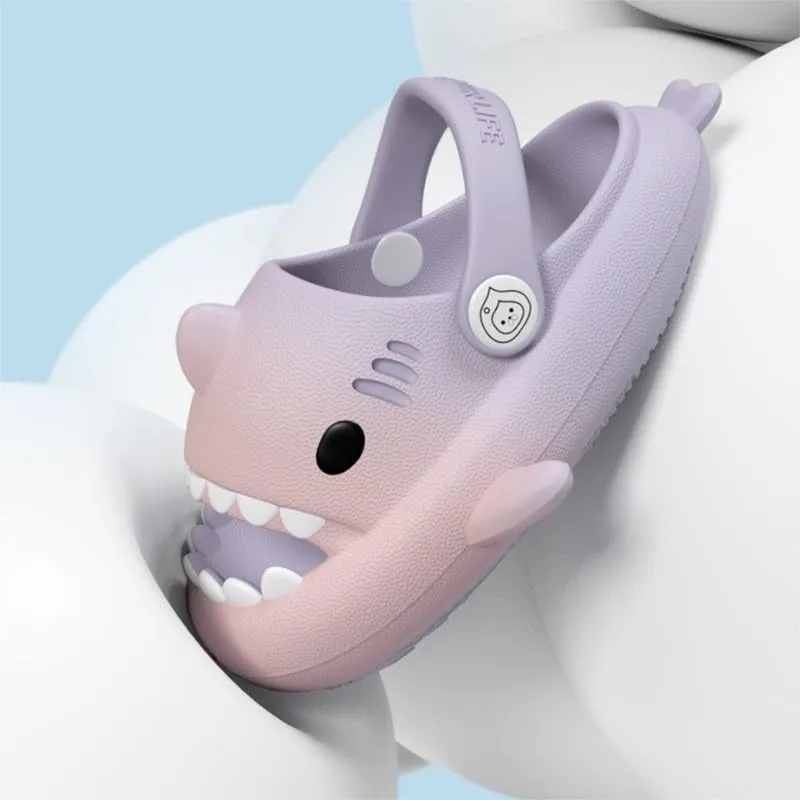 allgala Shark Slides Slippers with Backtrap Non-Slip Novelty Open Toe Sandals for Boys Girl Indoor & Outdoor Comfy Cushioned Thick Sole Cute Cartoon Shower Cloud Slippers Beach Pool Shoes