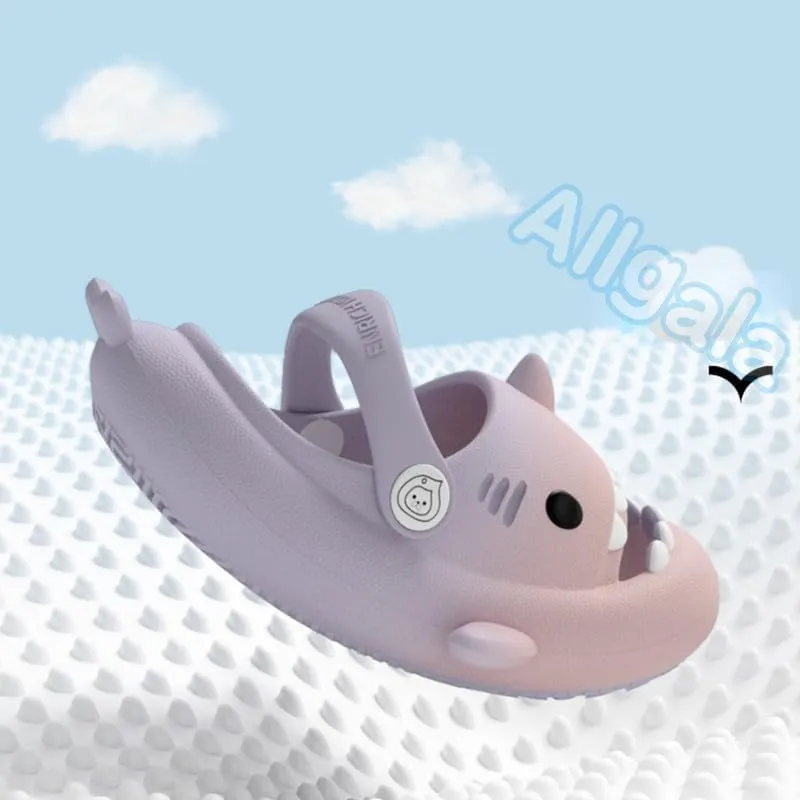 allgala Shark Slides Slippers with Backtrap Non-Slip Novelty Open Toe Sandals for Boys Girl Indoor & Outdoor Comfy Cushioned Thick Sole Cute Cartoon Shower Cloud Slippers Beach Pool Shoes