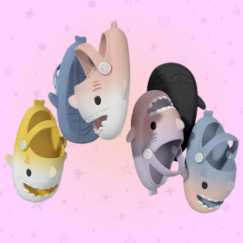 allgala Shark Slides Slippers with Backtrap Non-Slip Novelty Open Toe Sandals for Boys Girl Indoor & Outdoor Comfy Cushioned Thick Sole Cute Cartoon Shower Cloud Slippers Beach Pool Shoes