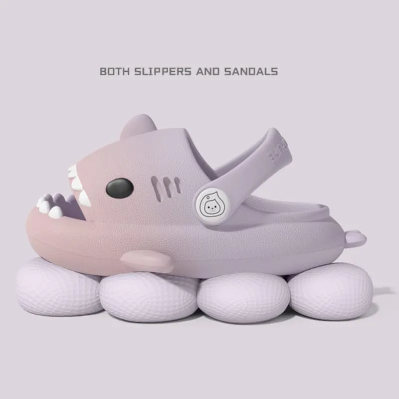 allgala Shark Slides Slippers with Backtrap Non-Slip Novelty Open Toe Sandals for Boys Girl Indoor & Outdoor Comfy Cushioned Thick Sole Cute Cartoon Shower Cloud Slippers Beach Pool Shoes