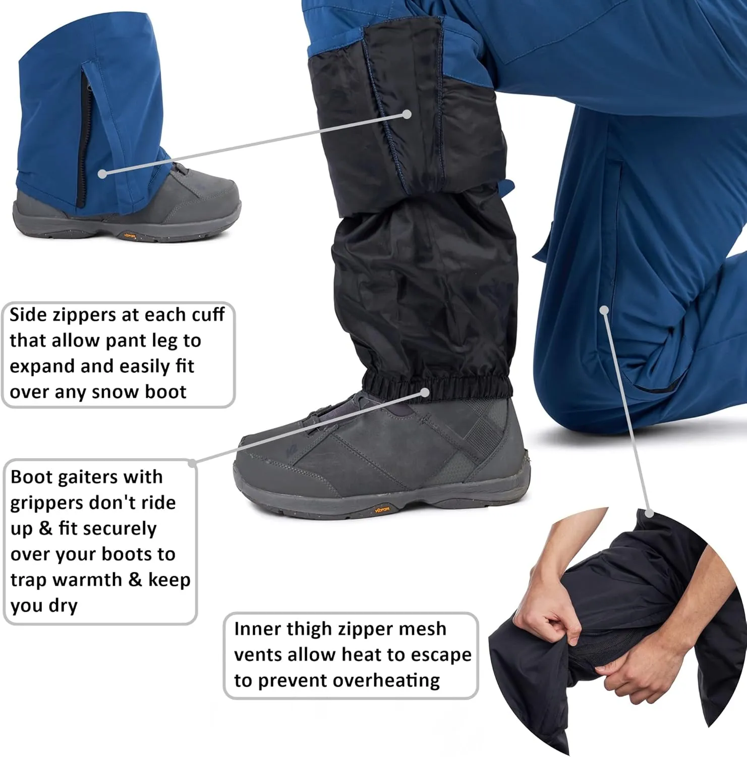Alpine Swiss Men’s Insulated Snow Bib Overalls Waterproof Winter Ski & Snowboard Pants with enhanced technical features