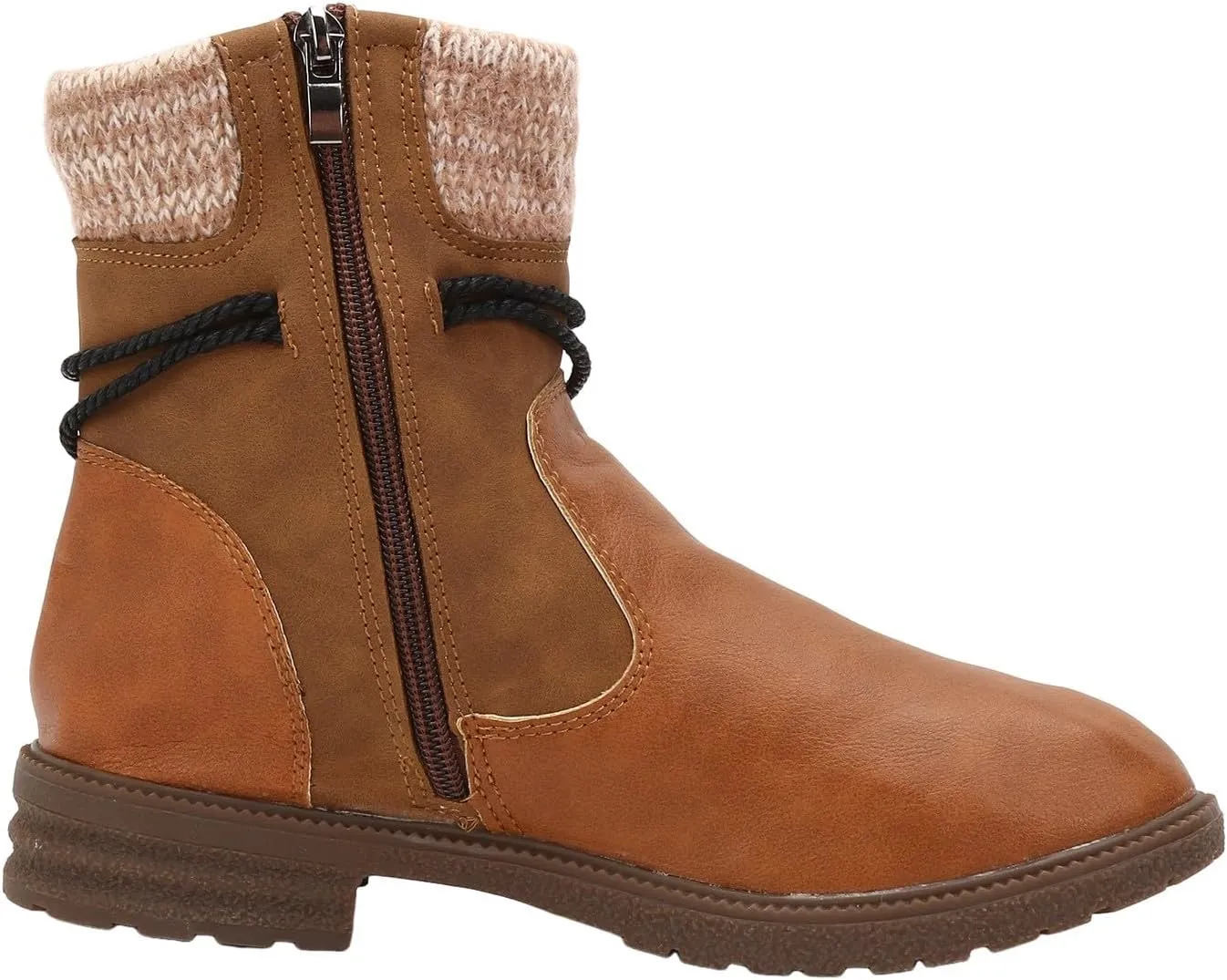 AMDBEL Mid Calf Boots for Women Low Heel Fall Boots for Women 2024 Winter Vintage Zipper Ankle Boots Leather Booties Shoes