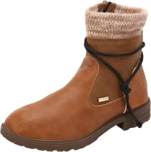 AMDBEL Mid Calf Boots for Women Low Heel Fall Boots for Women 2024 Winter Vintage Zipper Ankle Boots Leather Booties Shoes