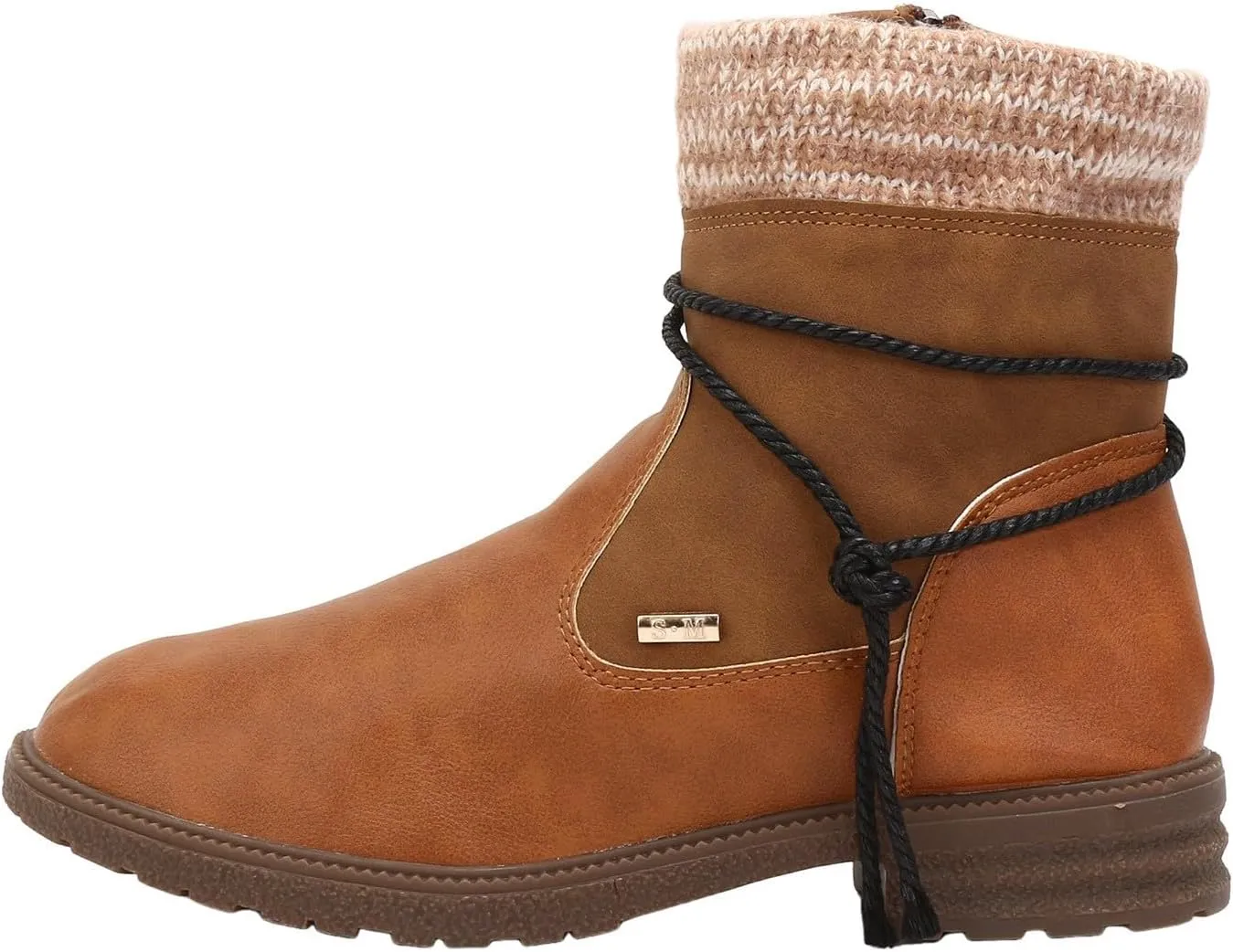 AMDBEL Mid Calf Boots for Women Low Heel Fall Boots for Women 2024 Winter Vintage Zipper Ankle Boots Leather Booties Shoes
