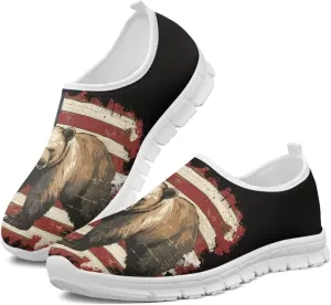 American Flag Men's Lightweight Running Walking Shoes Slip On Breathable Gym Sneakers Non Slip Loafer Fashion Workout Shoes SizeUS 5-14