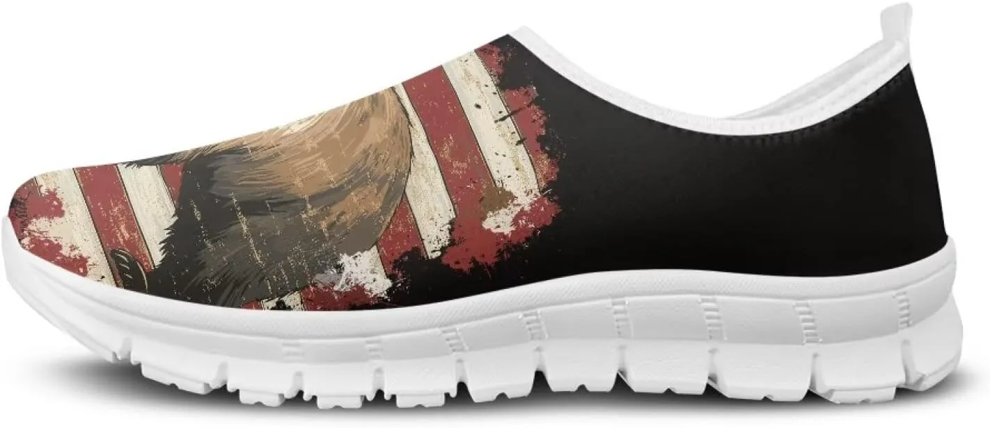 American Flag Men's Lightweight Running Walking Shoes Slip On Breathable Gym Sneakers Non Slip Loafer Fashion Workout Shoes SizeUS 5-14