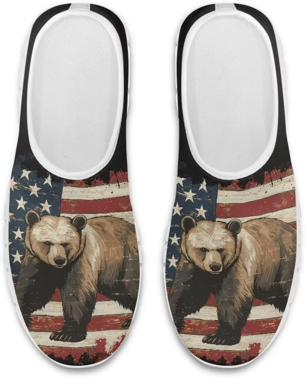 American Flag Men's Lightweight Running Walking Shoes Slip On Breathable Gym Sneakers Non Slip Loafer Fashion Workout Shoes SizeUS 5-14