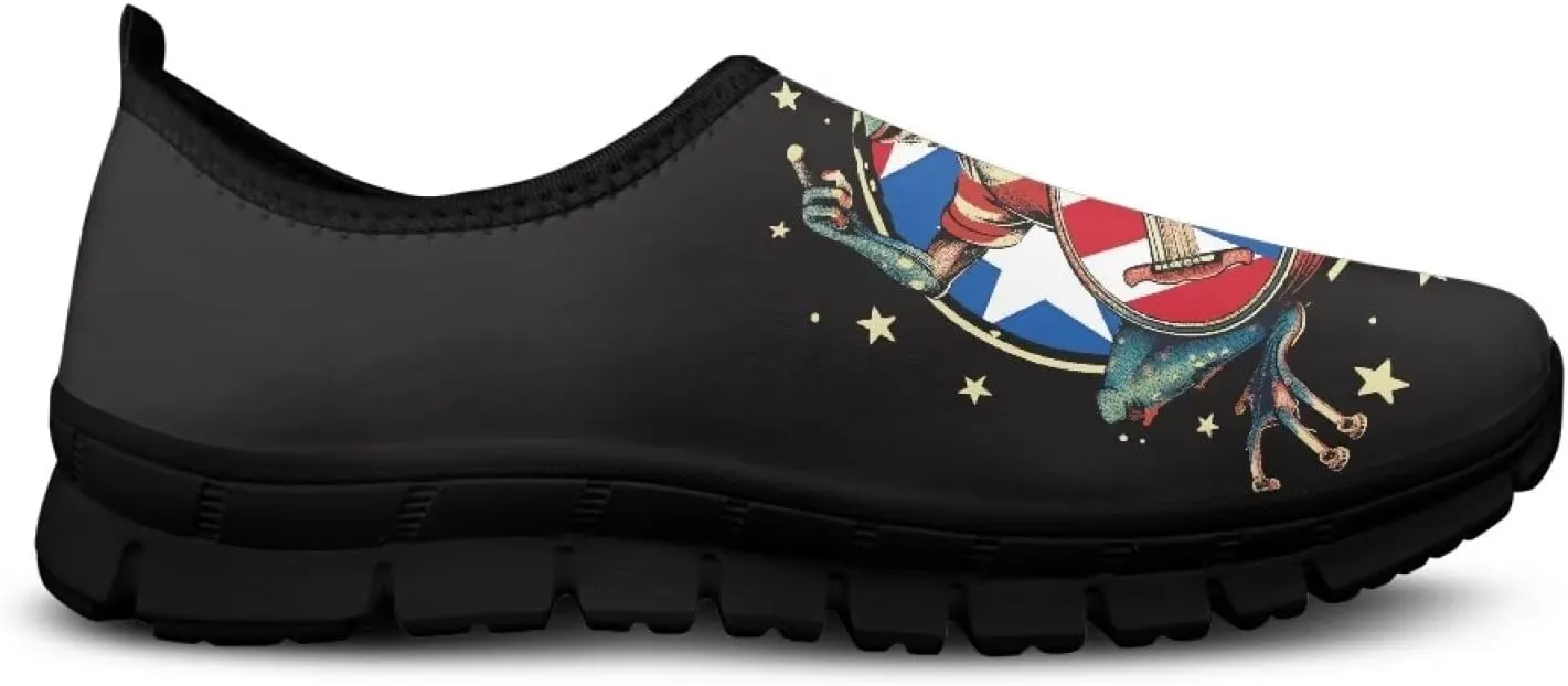American Flag Mens Slip On Running Walking Shoes Lightweight Fashion Gym Sneakers Non Slip Workout Shoes Breathable Loafer SizeUS 5-14