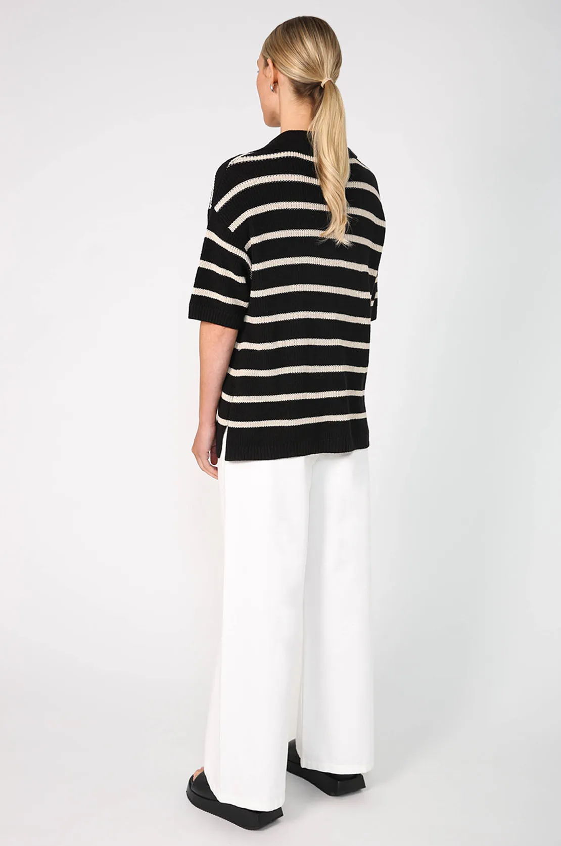 arena sweater / black|natural stripe