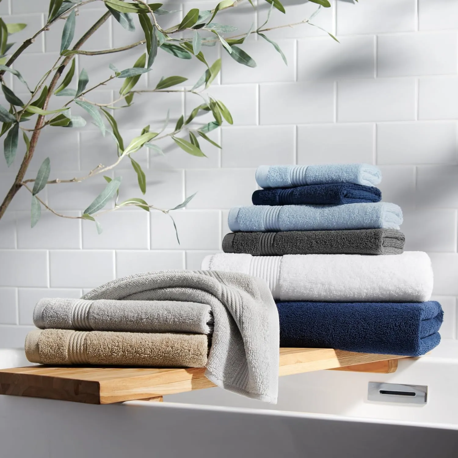 Arkwright Bath Washcloths 12 Pack - Super Soft 100% Cotton, 600 GSM Quick Dry & Absorbent, Luxury Face & Body Wash Cloth Towels for Hotels, Spa, and Vacation Rentals, Lapis Navy