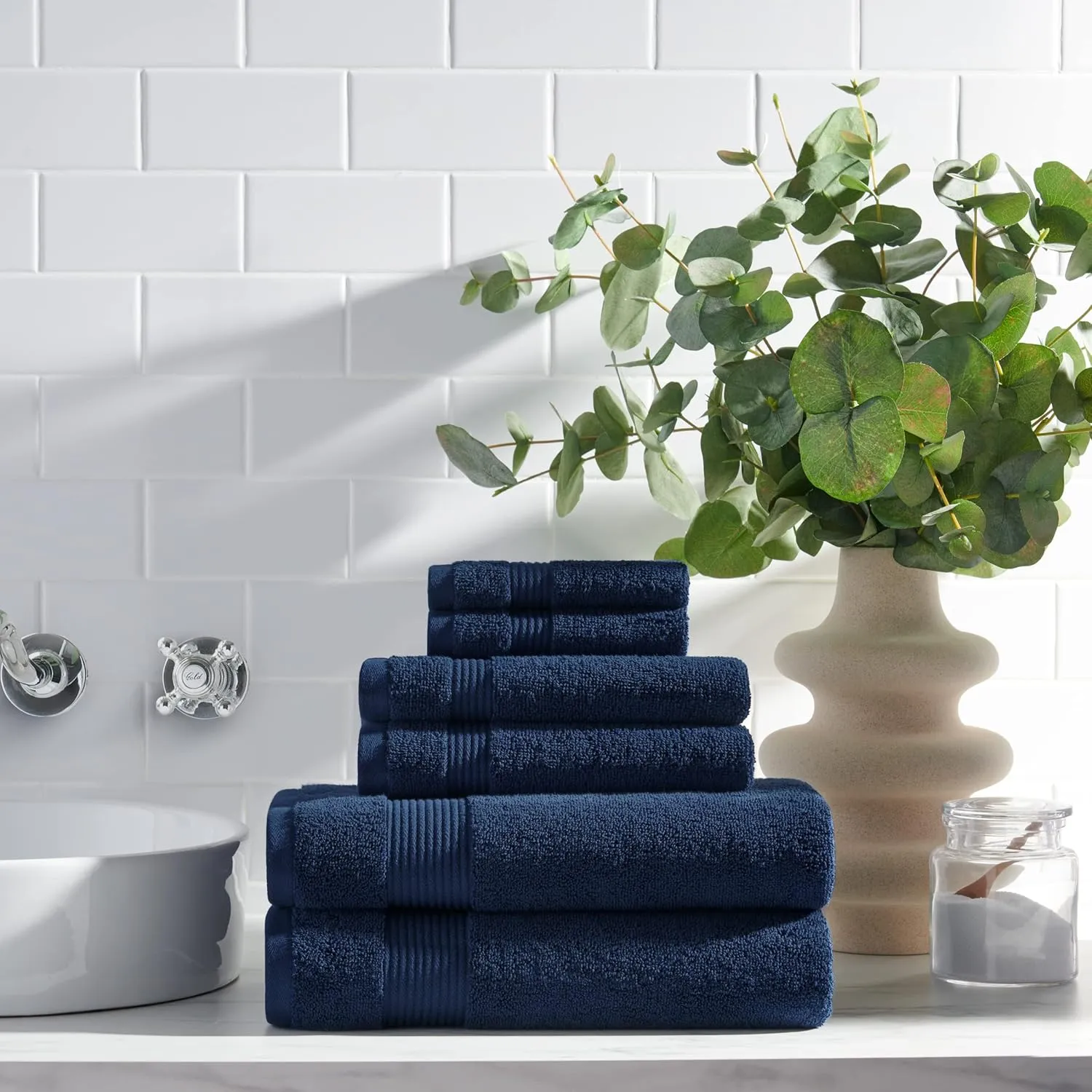 Arkwright Bath Washcloths 12 Pack - Super Soft 100% Cotton, 600 GSM Quick Dry & Absorbent, Luxury Face & Body Wash Cloth Towels for Hotels, Spa, and Vacation Rentals, Lapis Navy