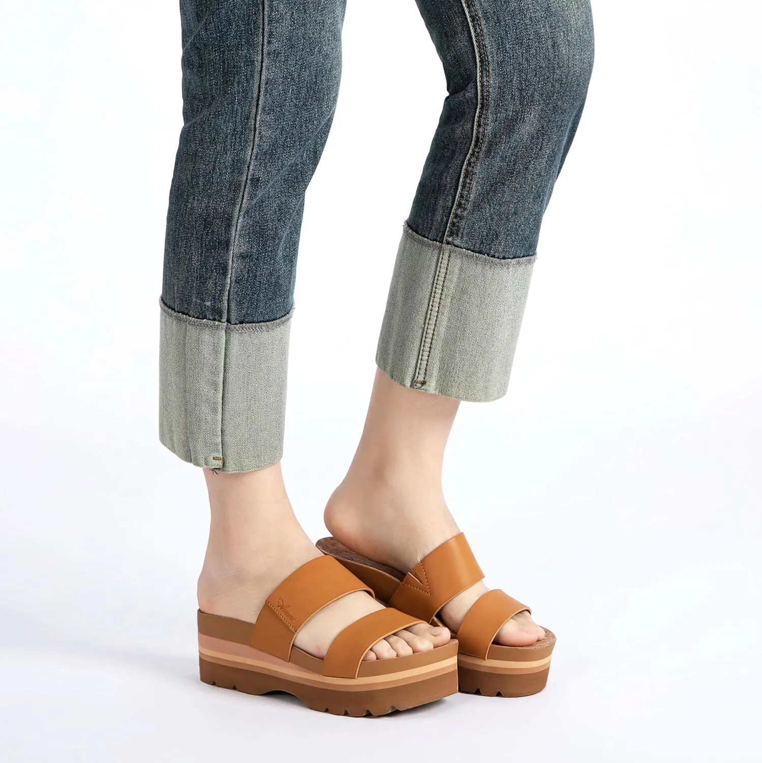 Athlefit Women's Arch Support Platfrom Slide Sandals Comfortable Crok Footbed Open Toe Slip On Summer Flatform Wedge Sandals