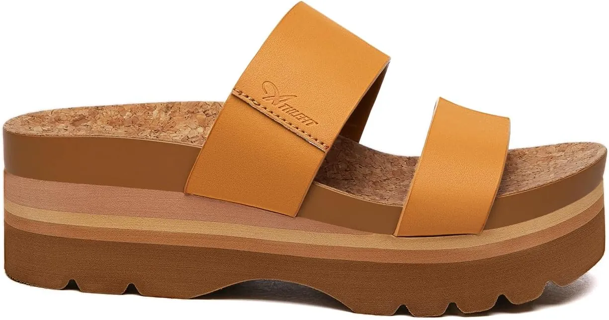 Athlefit Women's Arch Support Platfrom Slide Sandals Comfortable Crok Footbed Open Toe Slip On Summer Flatform Wedge Sandals