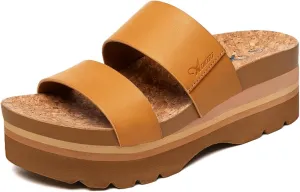 Athlefit Women's Arch Support Platfrom Slide Sandals Comfortable Crok Footbed Open Toe Slip On Summer Flatform Wedge Sandals